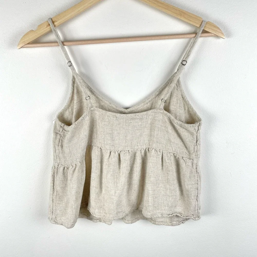 Abercrombie Beige Linen Blend Babydoll Tank Top Size S - Picture 3 of 5